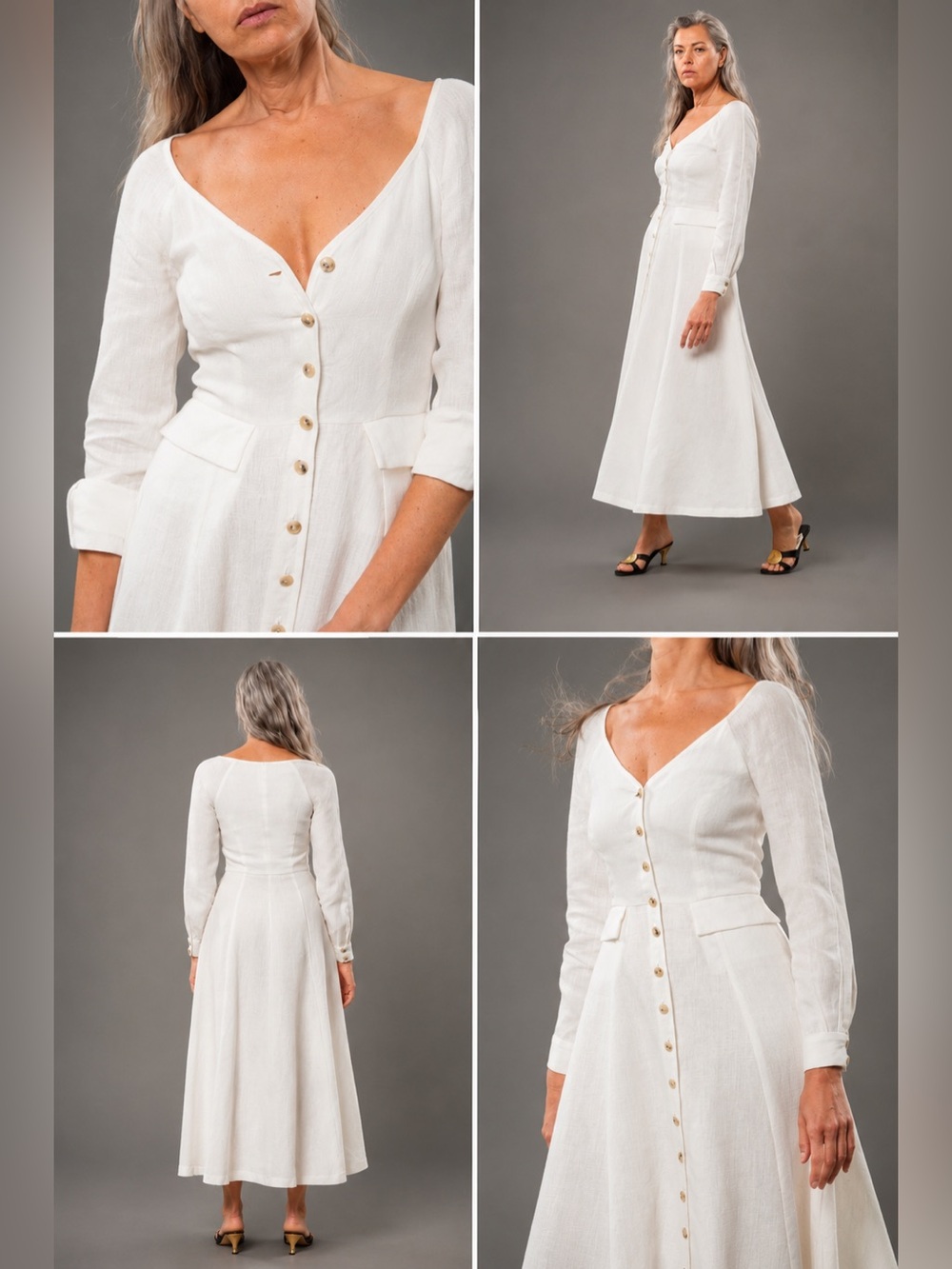 Mara Hoffman Silvana White Hemp Button Front Maxi Dress Size 2 - Picture 2 of 6